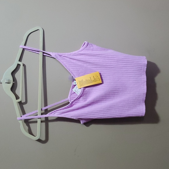 Divided H&M Lavender Ribbed Crop Top Size Large - Picture 2 of 5